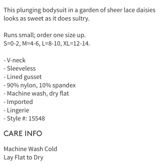 Lace Daisy bodysuit Large NWT - Picture 7 of 7